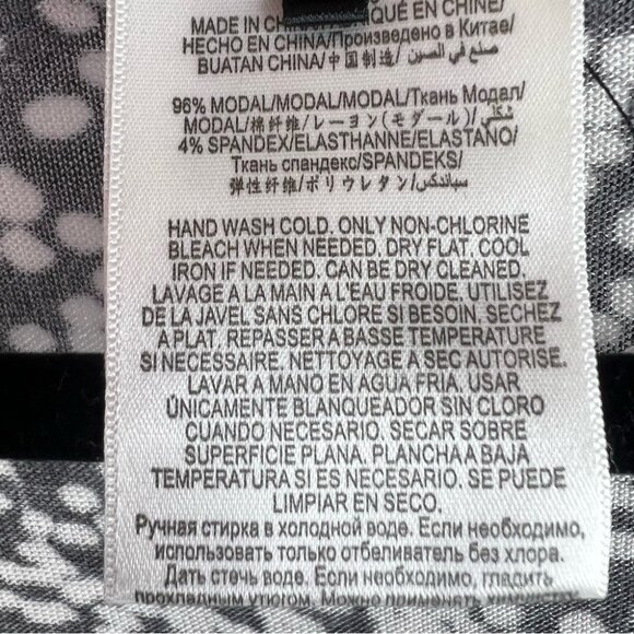 BCBGMaxAzria shirt tip dotted swirls Black and White Swirl Long Sleeve Top - Picture 9 of 10